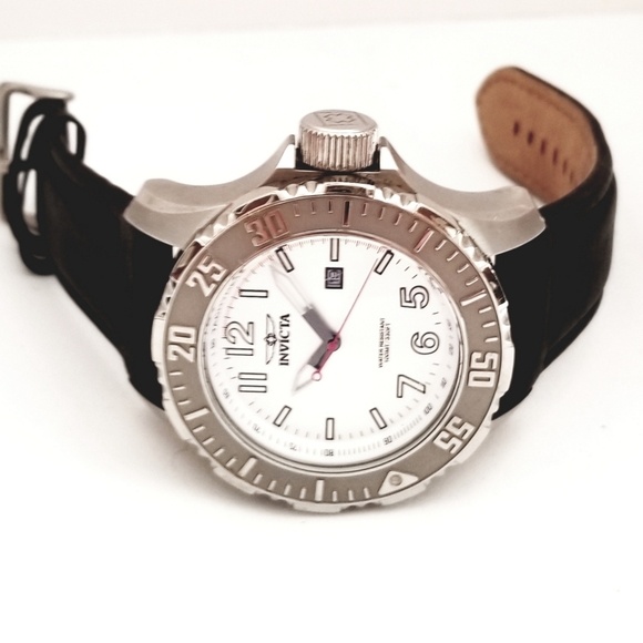 NW/OBOX INVICTA RUSSIAN DIVER WATCH/STAINLESS STEEL W/BLACK LEATHER BAND/ - Picture 2 of 7